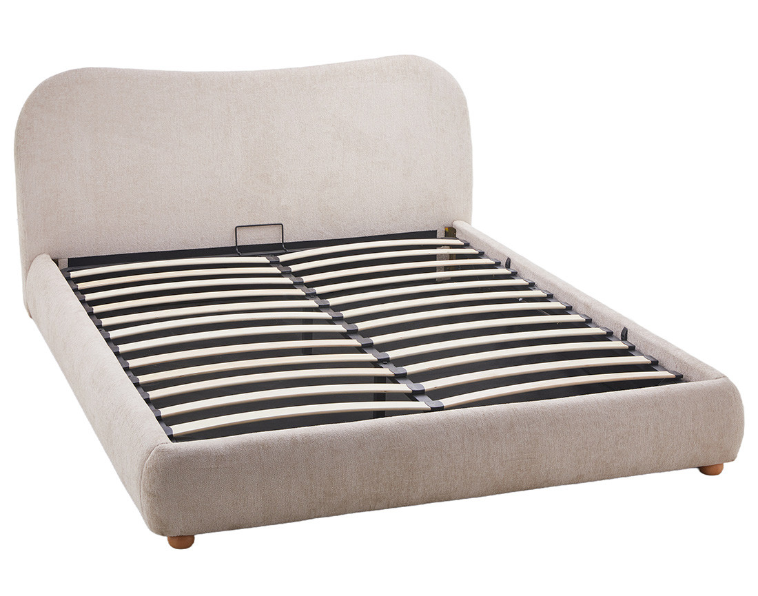 Lit coffre en Velours texturé 160x200 cm beige