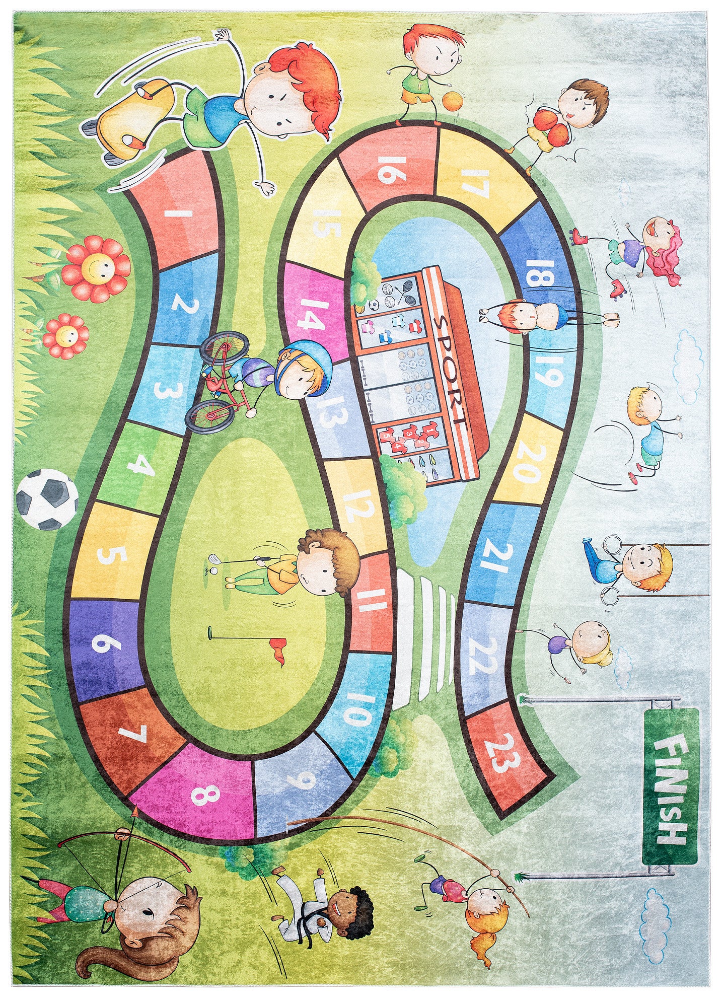 Tapis De Jeu Lavable Pour Enfants - Vert, Antidérapant, 100% Polyester - Moderne