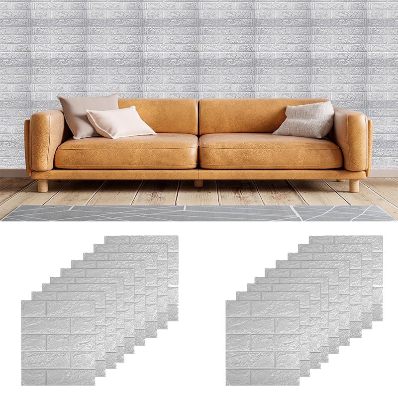 Panel Ścienny 3D Jasnoszary - Zestaw 10 Szt. Samoprzylepnych 3D do Przemysłowego Stylu