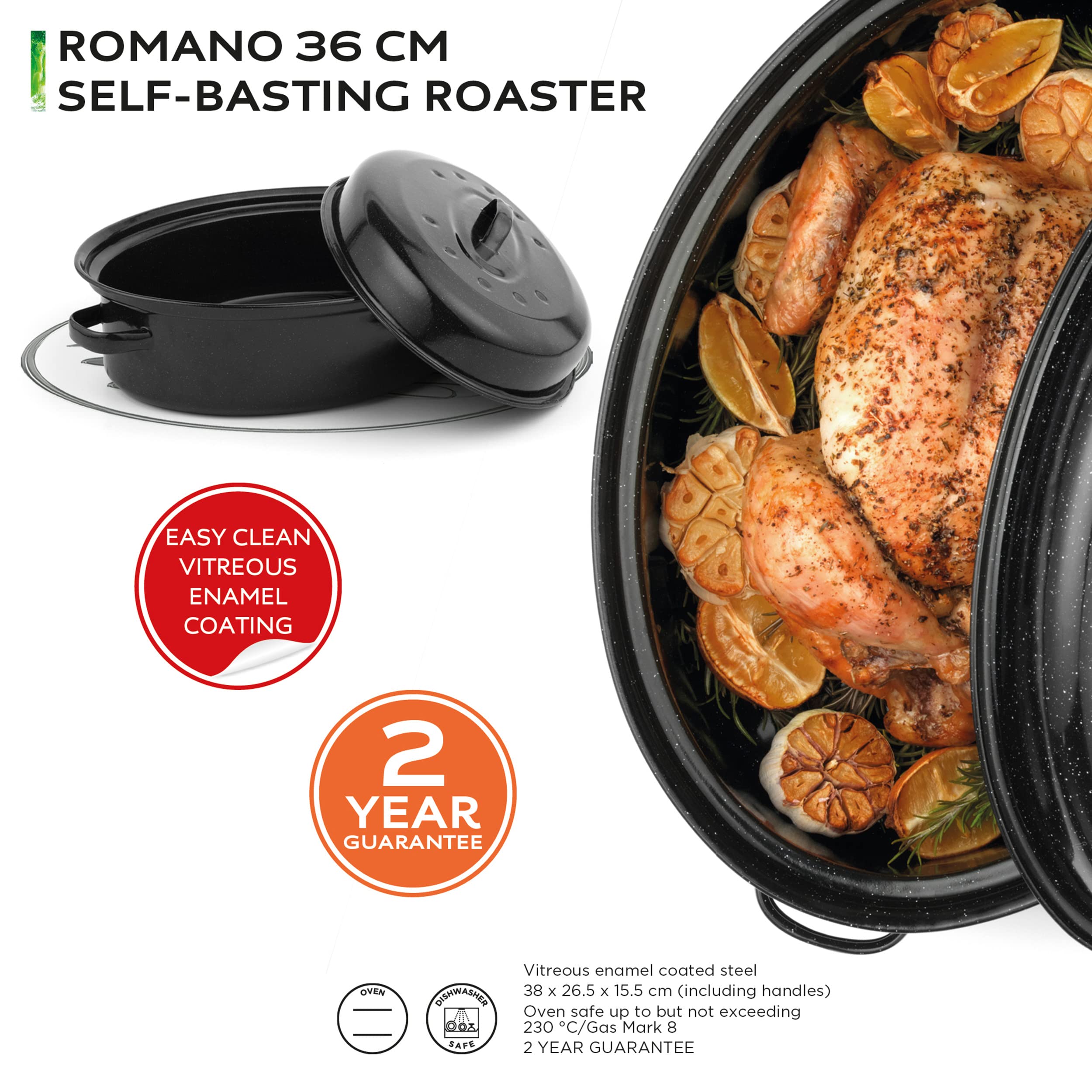Casseruola Da Forno Russell Hobbs 36cm - Smaltata Nero Per Carne E Arrosti - Foto 12