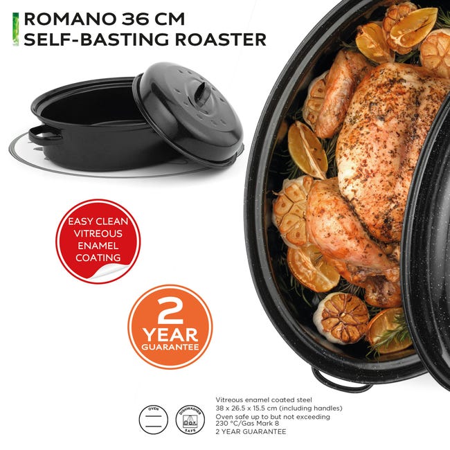 Casseruola Da Forno Russell Hobbs 36cm - Smaltata Nero Per Carne E Arrosti - Foto 12