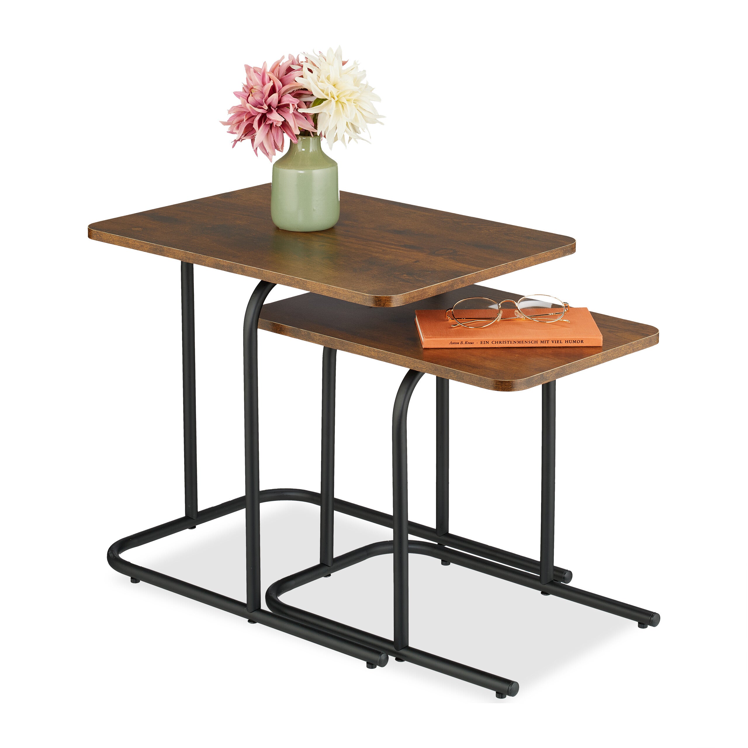 Tavolino Da Salotto Dmasolin, Tavolo Basso Da Caffè, Portariviste Per Divano Ripiano Da Soggiorno 60x60h32 Cm Quercia E Antracite