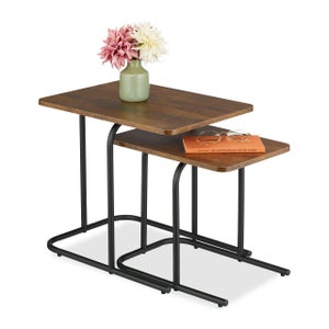 Tavolino Piccolo 3 Ripiani Aperti – Moderno Comodino In MDF E Legno Massello, Marrone Caramello, 30x34x57 Cm - 4