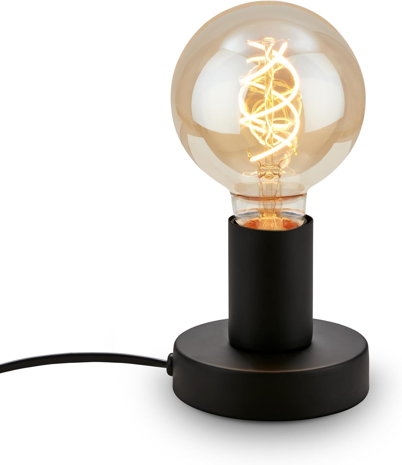 Podstawa lampy stołowej industrialnej, bezcieniowa, E27, prosty metalowy uchwyt na żarówkę Edisona (czarny) 8 * 10 cm