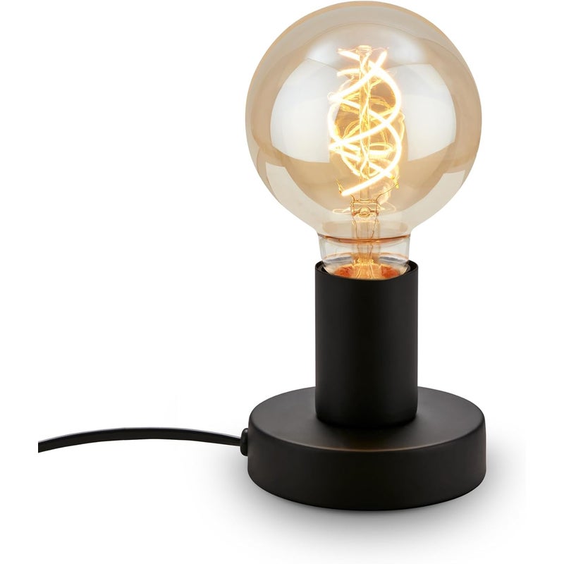 Podstawa lampy stołowej industrialnej, bezcieniowa, E27, prosty metalowy uchwyt na żarówkę Edisona (czarny) 8 * 10 cm