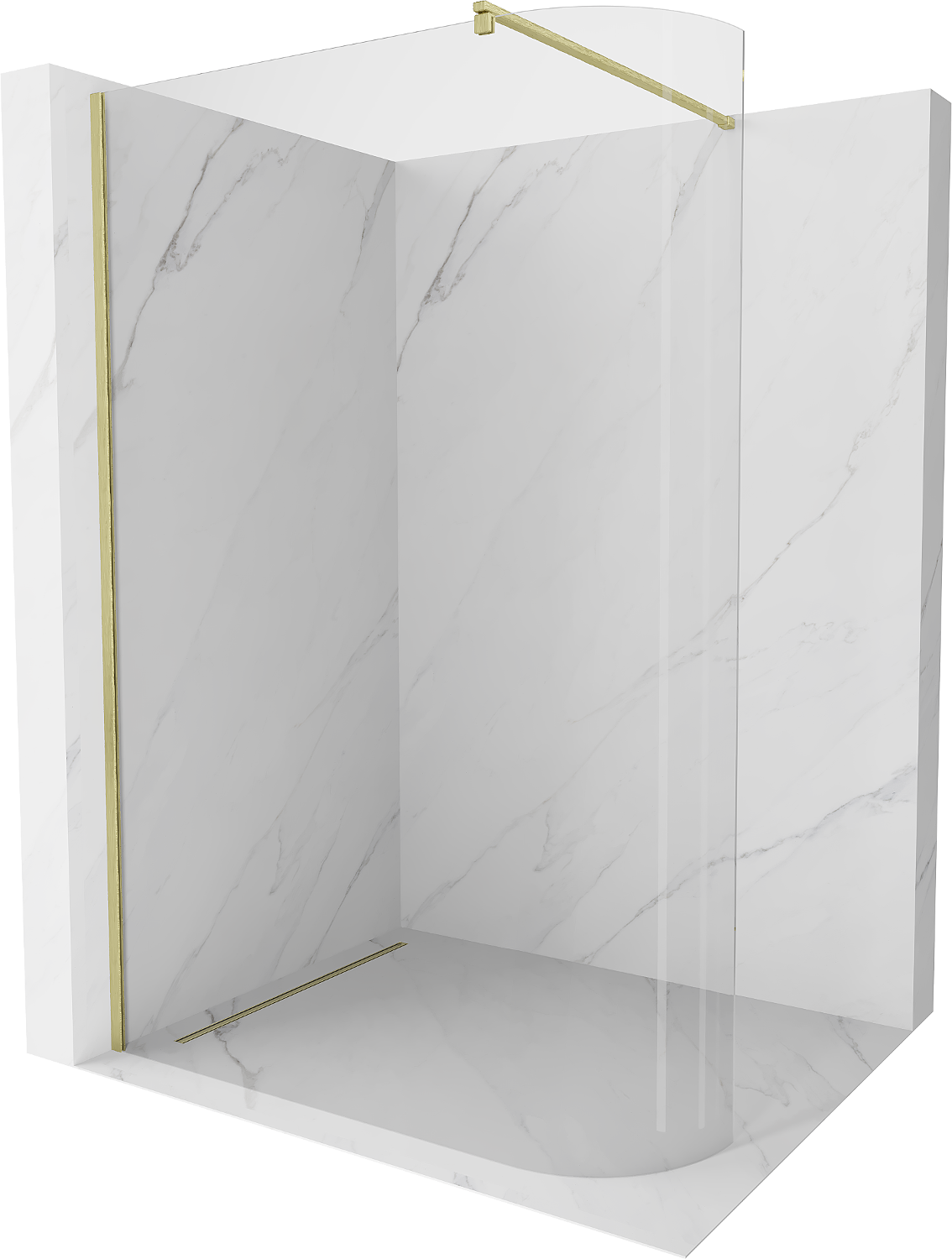 Mexen Kioto-R ścianka prysznicowa zaokrąglona Walk-in 110 x 200 cm, transparent 8 mm, złota szczotkowana - 800-110-101-55-06