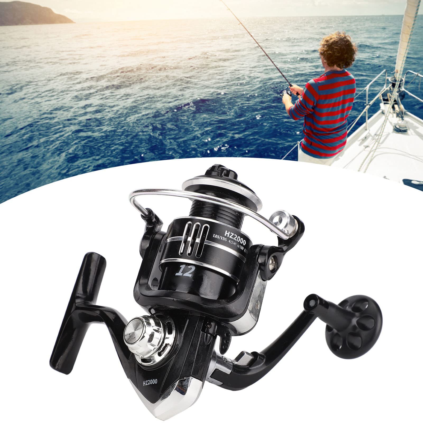 Mulinello da pesca in metallo HZ2000 ad alta velocità 5.1:1 per canna da pesca telescopica per pesca in mare - 2