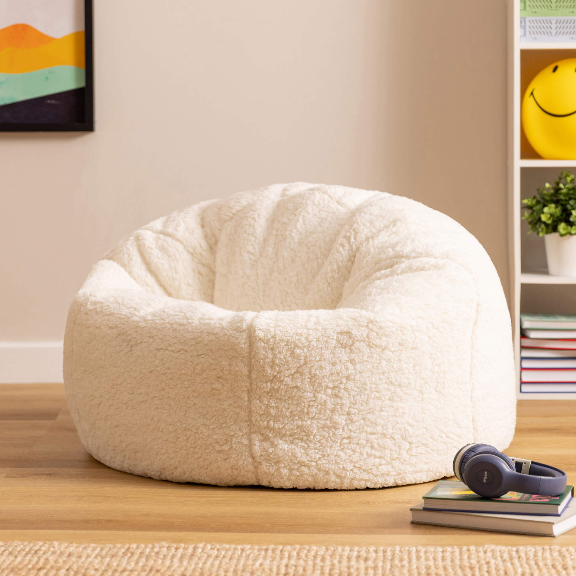 Pouf fauteuil classique large enfant Icon en polaire crème, chambre, salon, 80x80cm Oeko-Tex® - 2