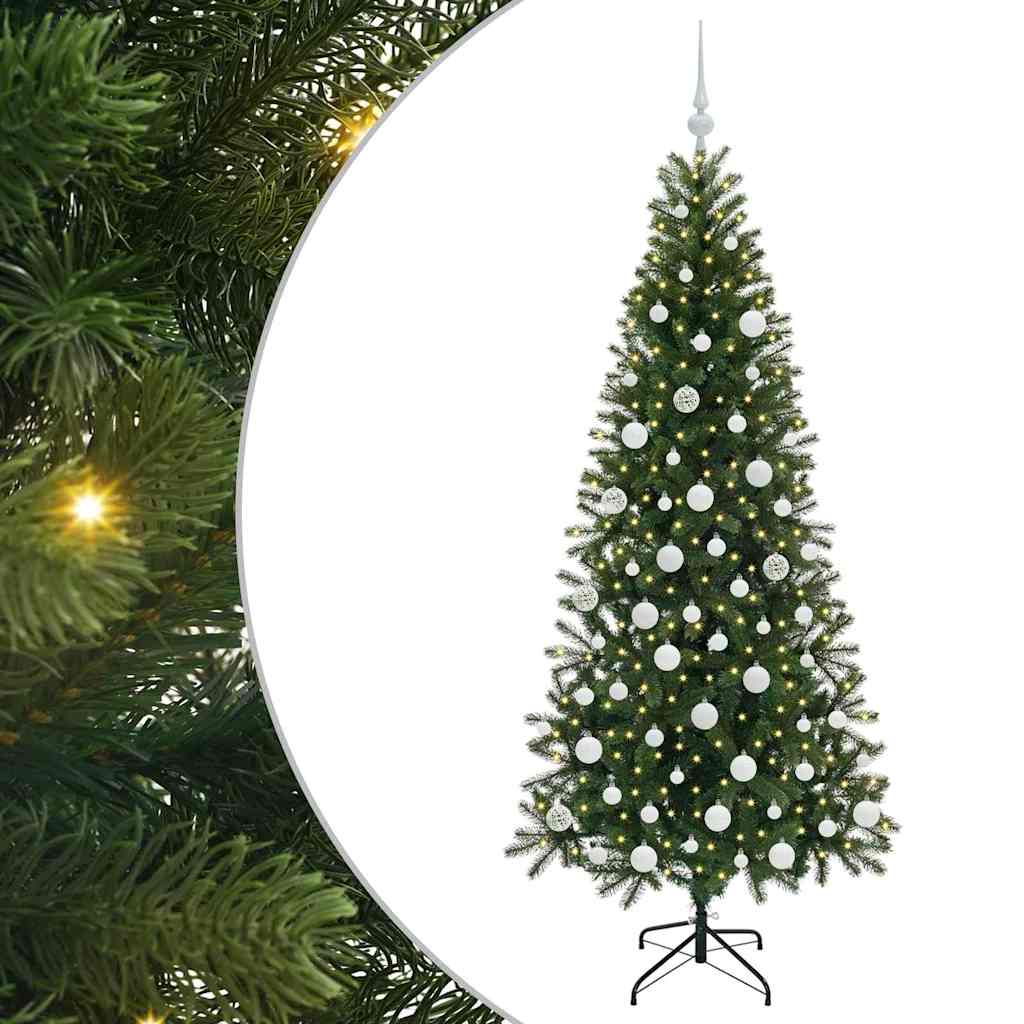 Sztuczna choinka z 300 diodami LED Zielony 180 cm PE i PVC