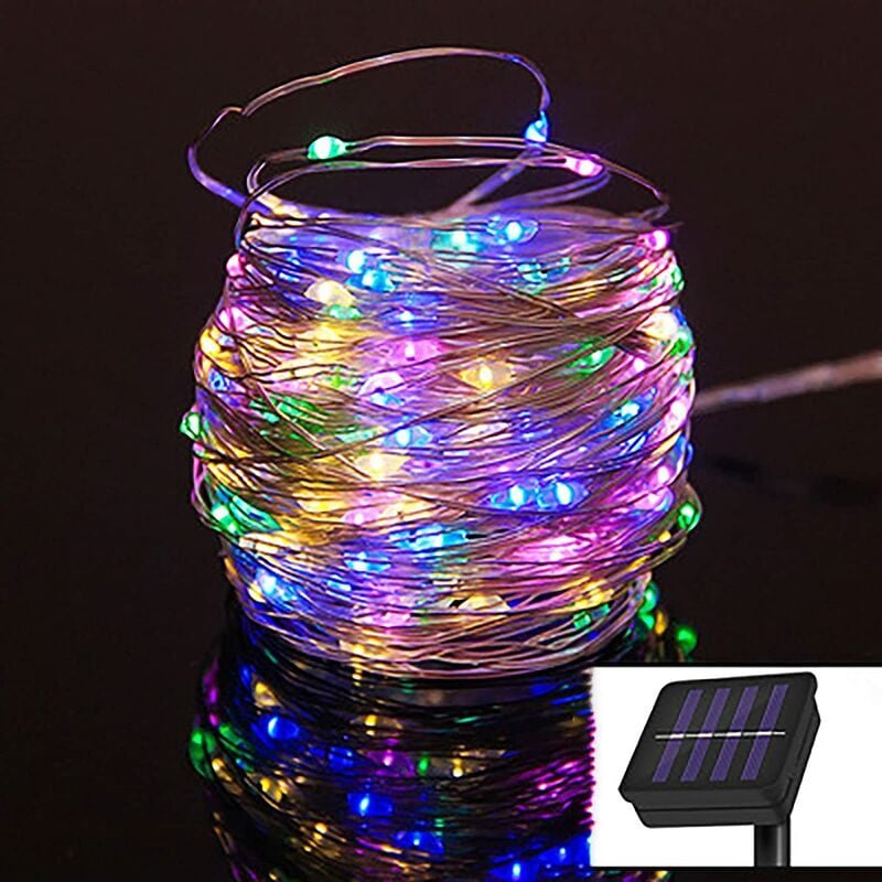 Solarna lampa z drutu miedzianego, solarna lampa z drutu miedzianego 20m 200 diod - Kolorowa