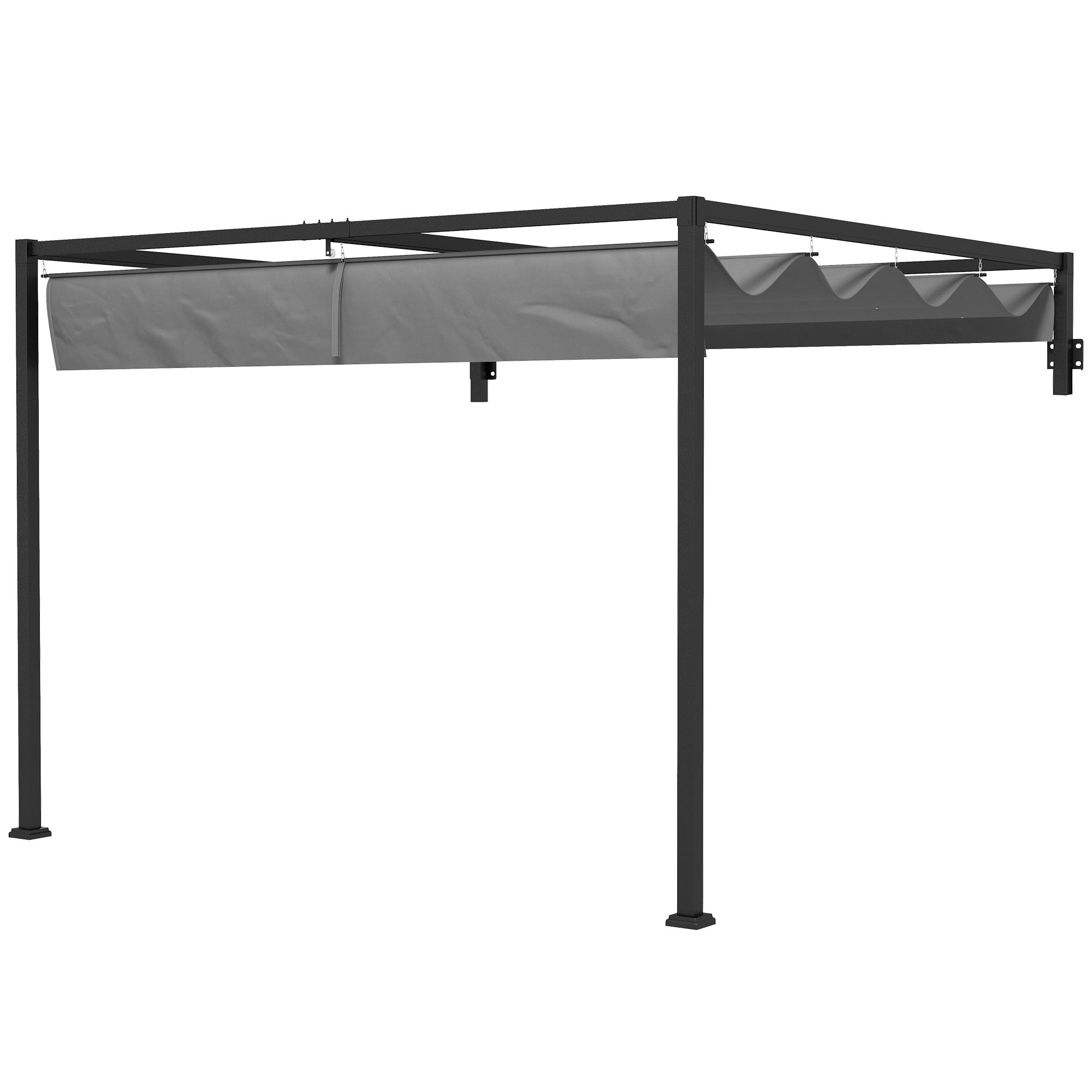 Outsunny Pergola Gazebo 3x3 M Con 8 Fori Di Drenaggio, In Alluminio Metallo E Poliestere Grigio Scuro 91251800
