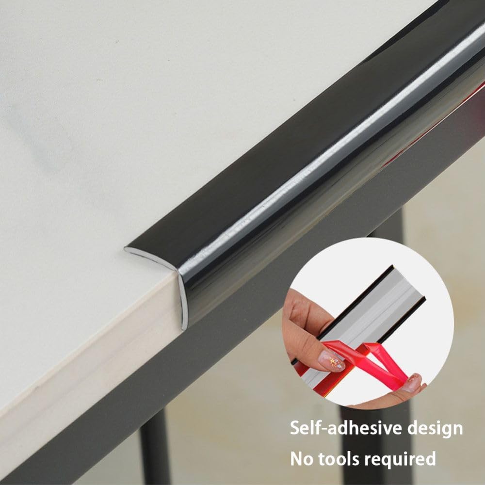 5M Cornière PVC,1x1cm Revêtements d'angle Autocollant Plinthe Souple Protection d'angle Bordure d’angle de Mur Bande Décorative pour Plans de Travail. - 3
