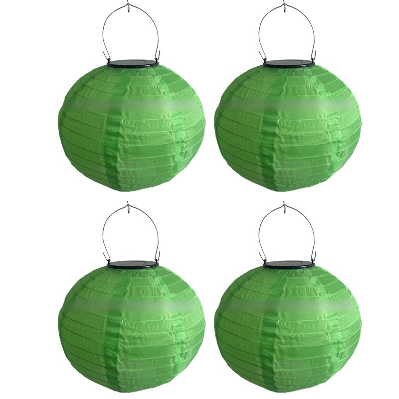 Zewnętrzne lampy solarne, solarne latarnie LED, wiszące solarne latarnie ogrodowe, zielone, 4 sztuki