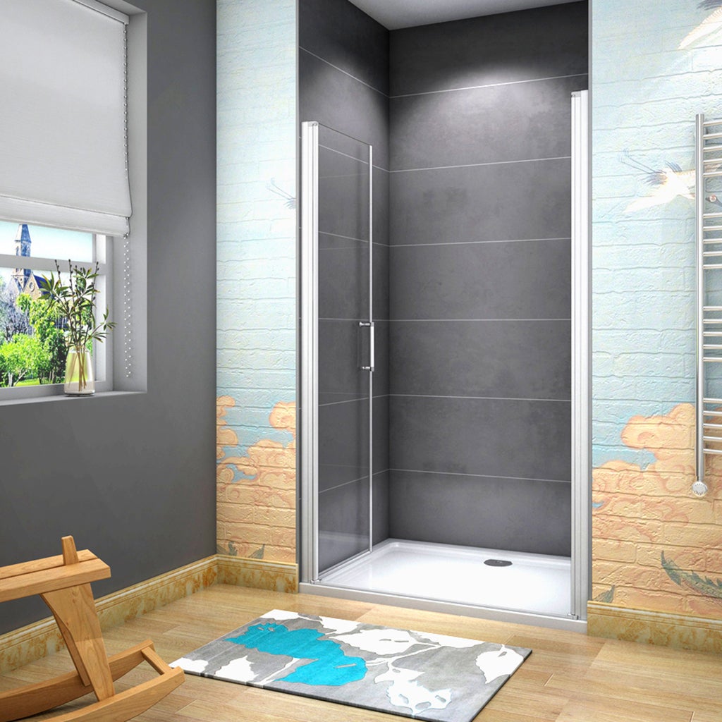 185 cm Box doccia per Nicchia Porta Battente 2 Ante Saloon Vetro Temperato 5 mm Trasparente Profilo in Alluminio Argento Opaco 100 cm - 3