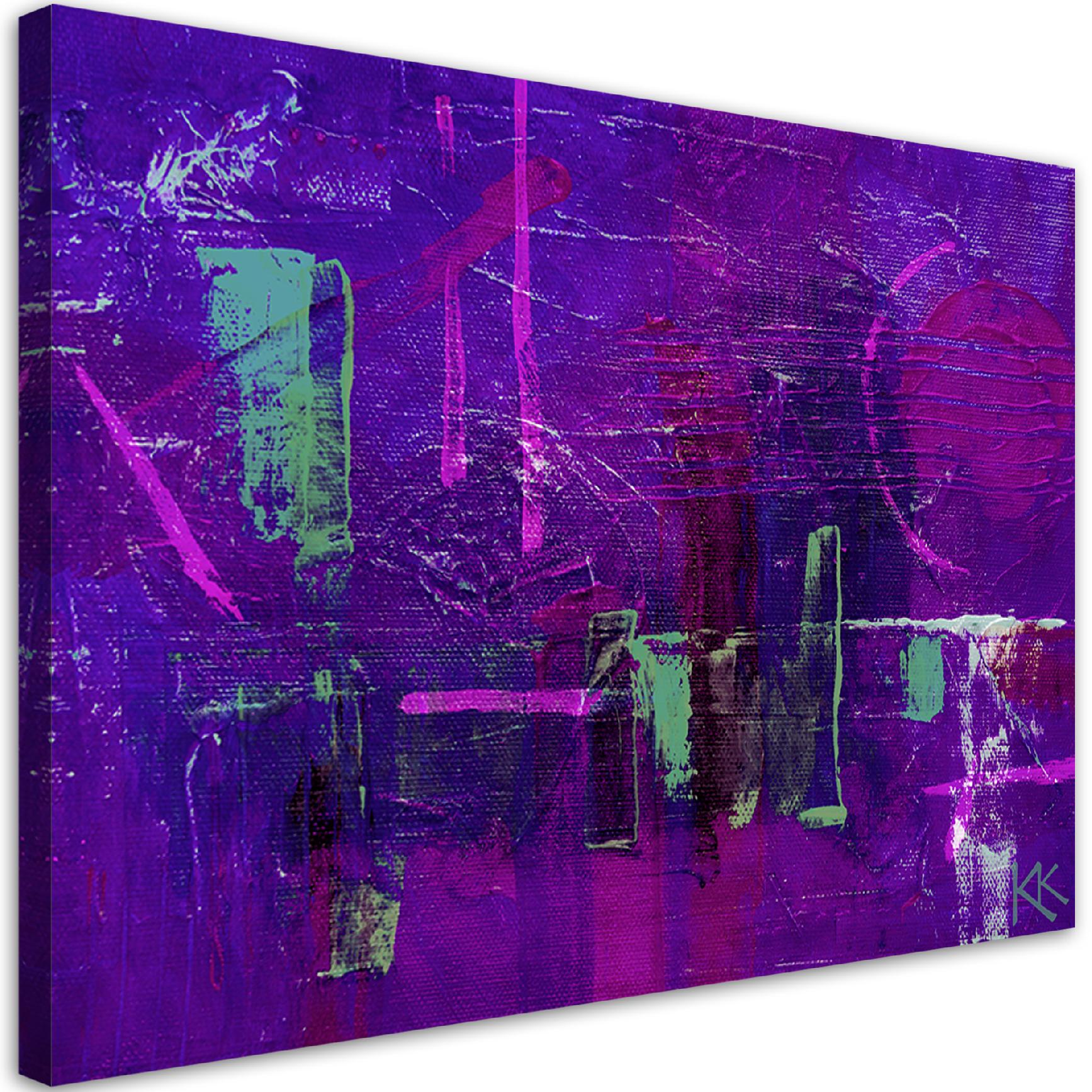 Obraz na płótnie, Fioletowa abstrakcja ręcznie malowana 120x80