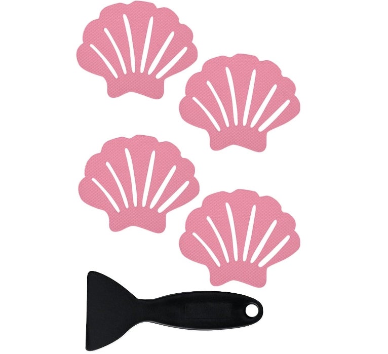 ZARCKER Lot De 24 Bandes Adhésives Antidérapantes Pour Baignoire, Douche, Sol, Escaliers - Transparentes - Texture Gravier - Avec Grattoir - Pour Salle De Bain, Baignoire, Douche, Escalier - Noir