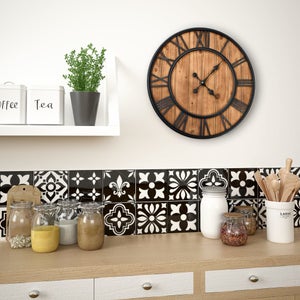 Grande Horloge Murale GIGLIO - Fer Forgé Doré - Mécanisme Quartz - Fabriquée En Italie