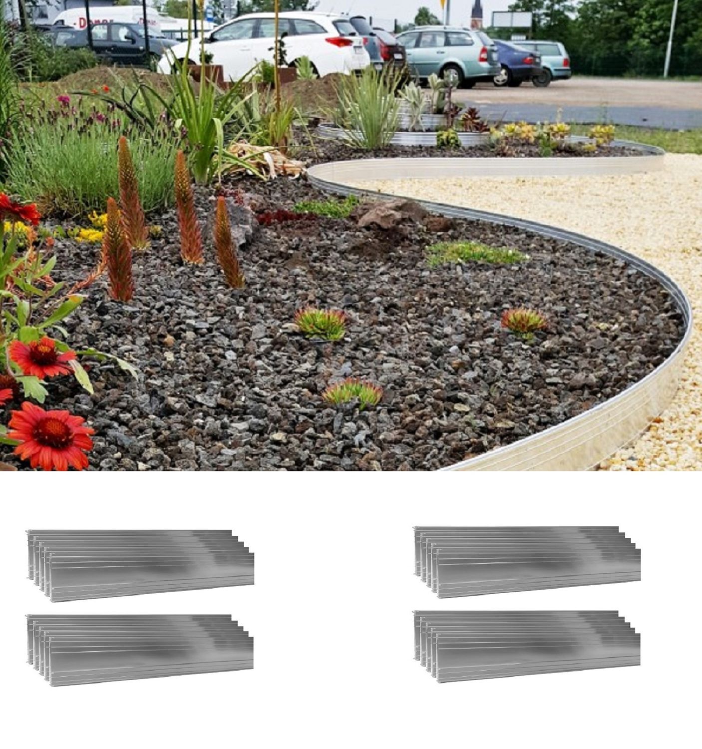 UISEBRT 35m Bordo per prato in metallo zincato 100x18cm Nero