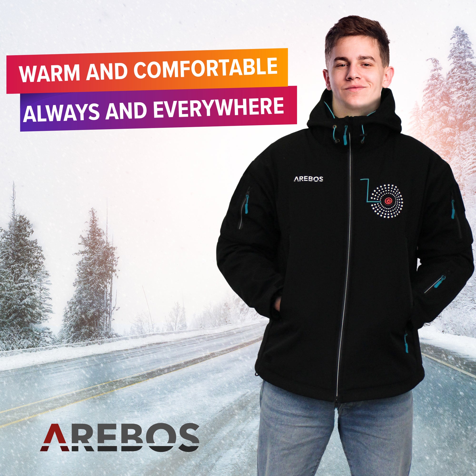 AREBOS Veste thermique chauffante Veste de sport chaude Veste d'extérieur unisex M - 9