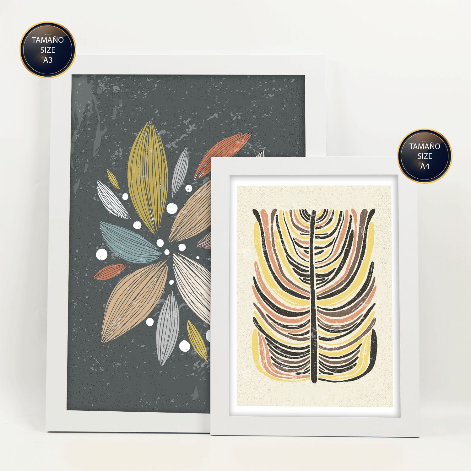 Nacnic Ensemble 6 Impressions De Plante Dans De Style Ethnique Cadre Décoratifs Pour Votre Chambre Maison Impression A4 A3 Avec Des Cadre Blanc - 2