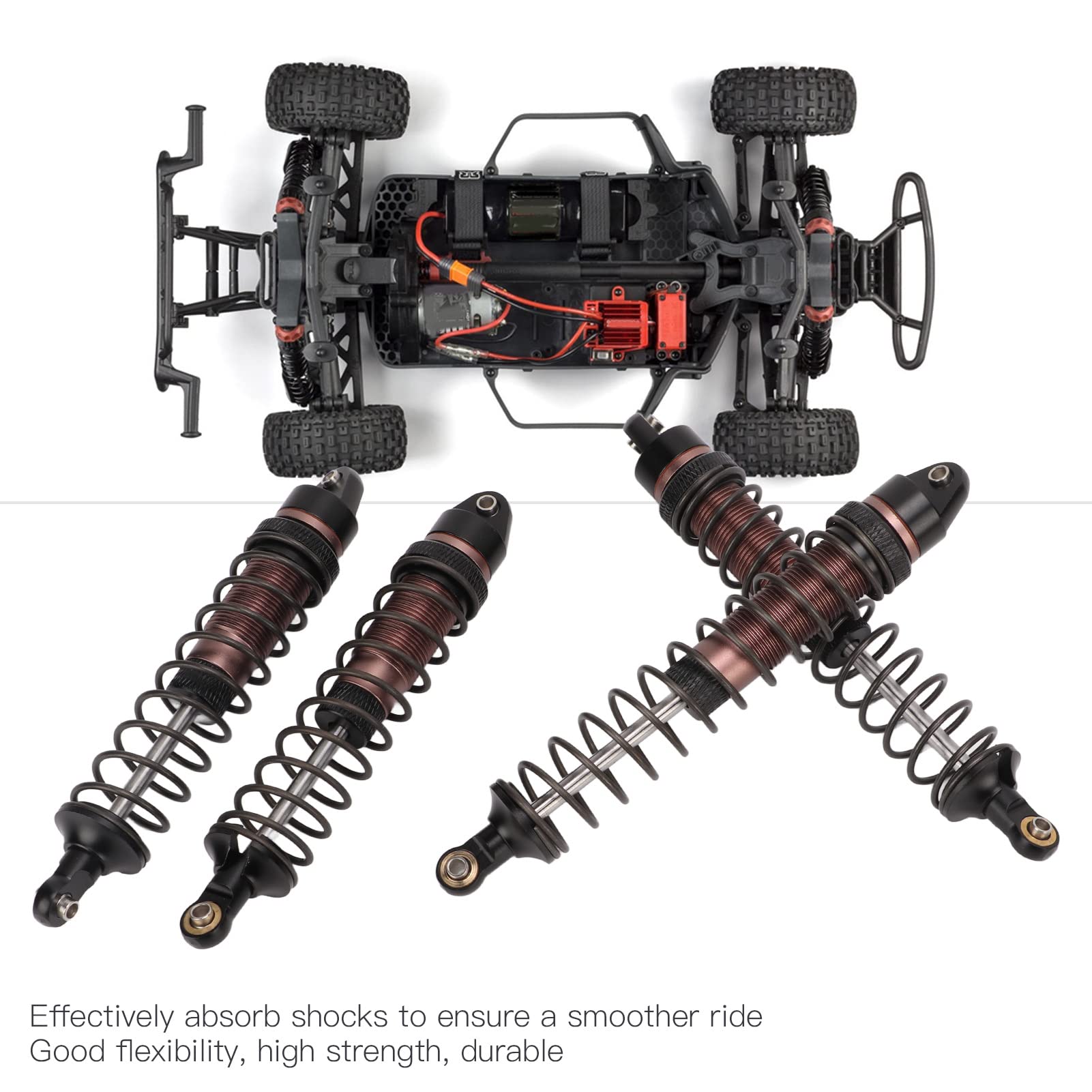 Ammortizzatori RC Ammortizzatore Alluminio Buono Ammortizzatore Molla Elastica Ammortizzatori Anteriori Posteriori Marrone 1:10 RC Auto - 6