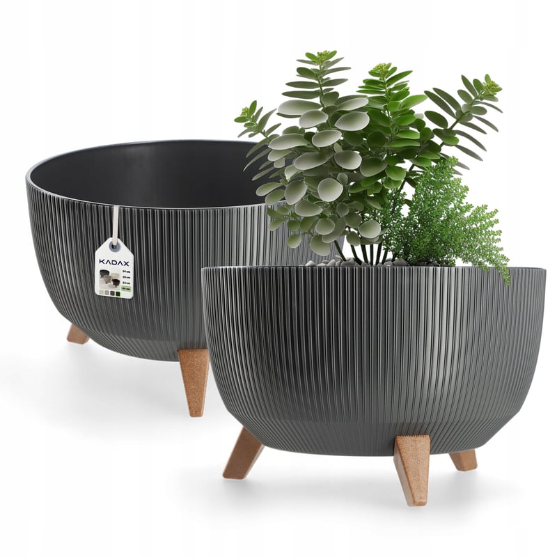 DONICZKA DONICA OGRODOWA Z NÓŻKAMI NA KWIATY DUŻA OKRĄGŁA WKŁAD MISA 40 cm