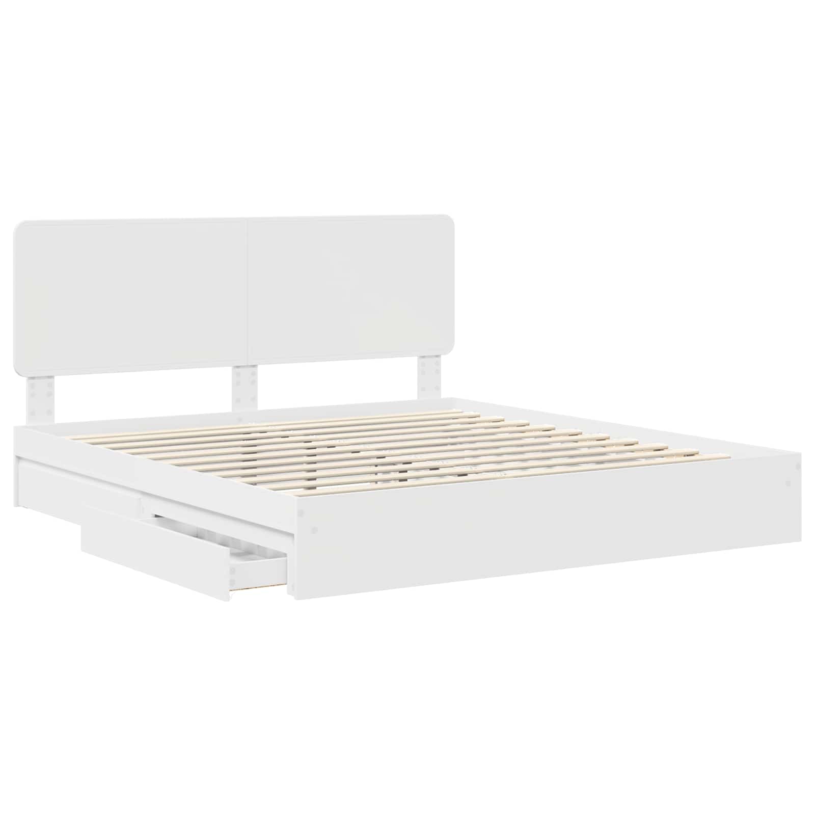 Lit de rangement réglable blanc 180 x 200 cm en panneau de bois - 5