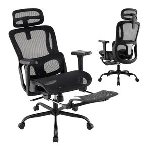 Fauteuil de bureau simili cuir noir Alberto