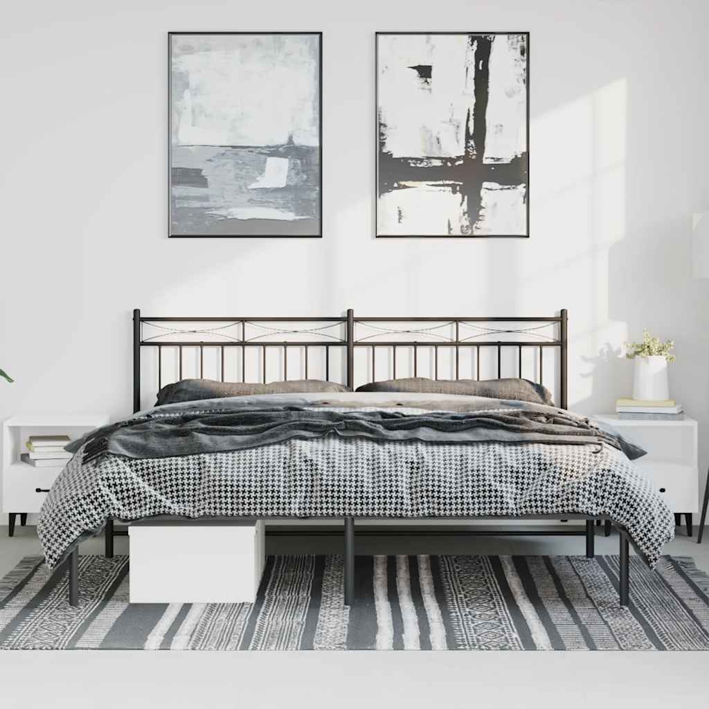 Estructura cama sin colchón con cabecero metal negro 183x213 cm vidaXL - 4