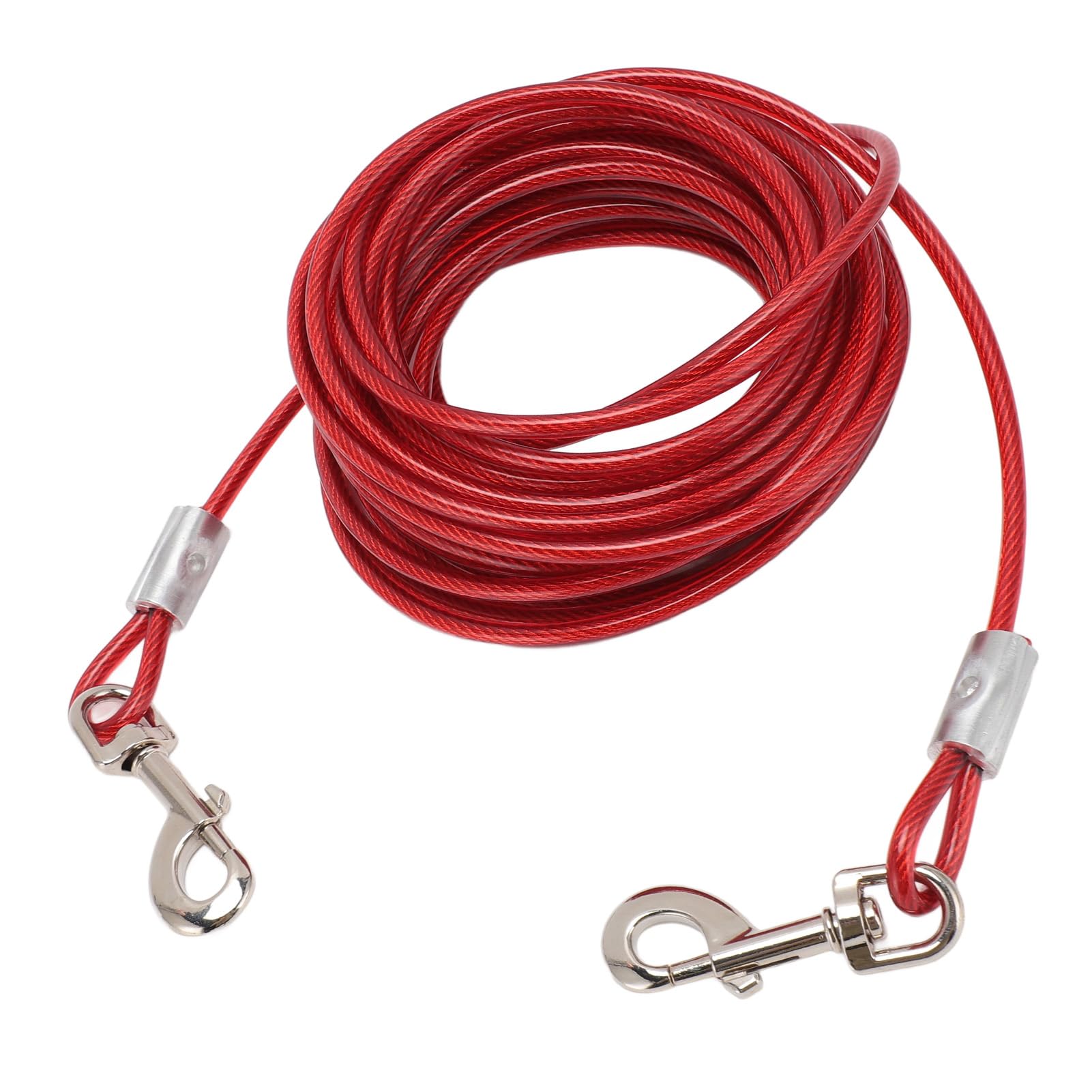 Cabo de amarração de aço para cães, cabeça dupla, resistente a mordidas (6 mm x 5 m / 16,4 pés). - 4