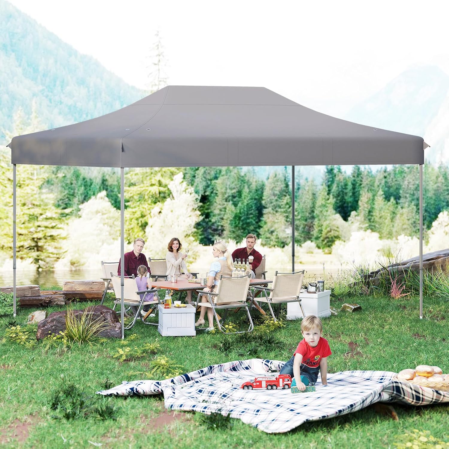 Gazebo Da Giardino In Acciaio Con Tetto Inclinato Impermeabile - 4 Pareti In Rete, Protezione UV