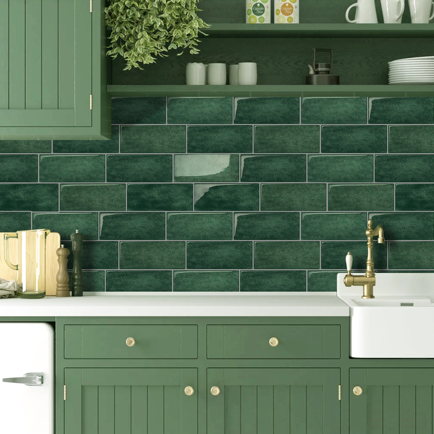 Lot de 5 Crédences Adhésives Imitation Carrelage - Revêtement Mural Imperméable et Facile à Nettoyer pour Rénovation Cuisine et Salle de Bain - 4