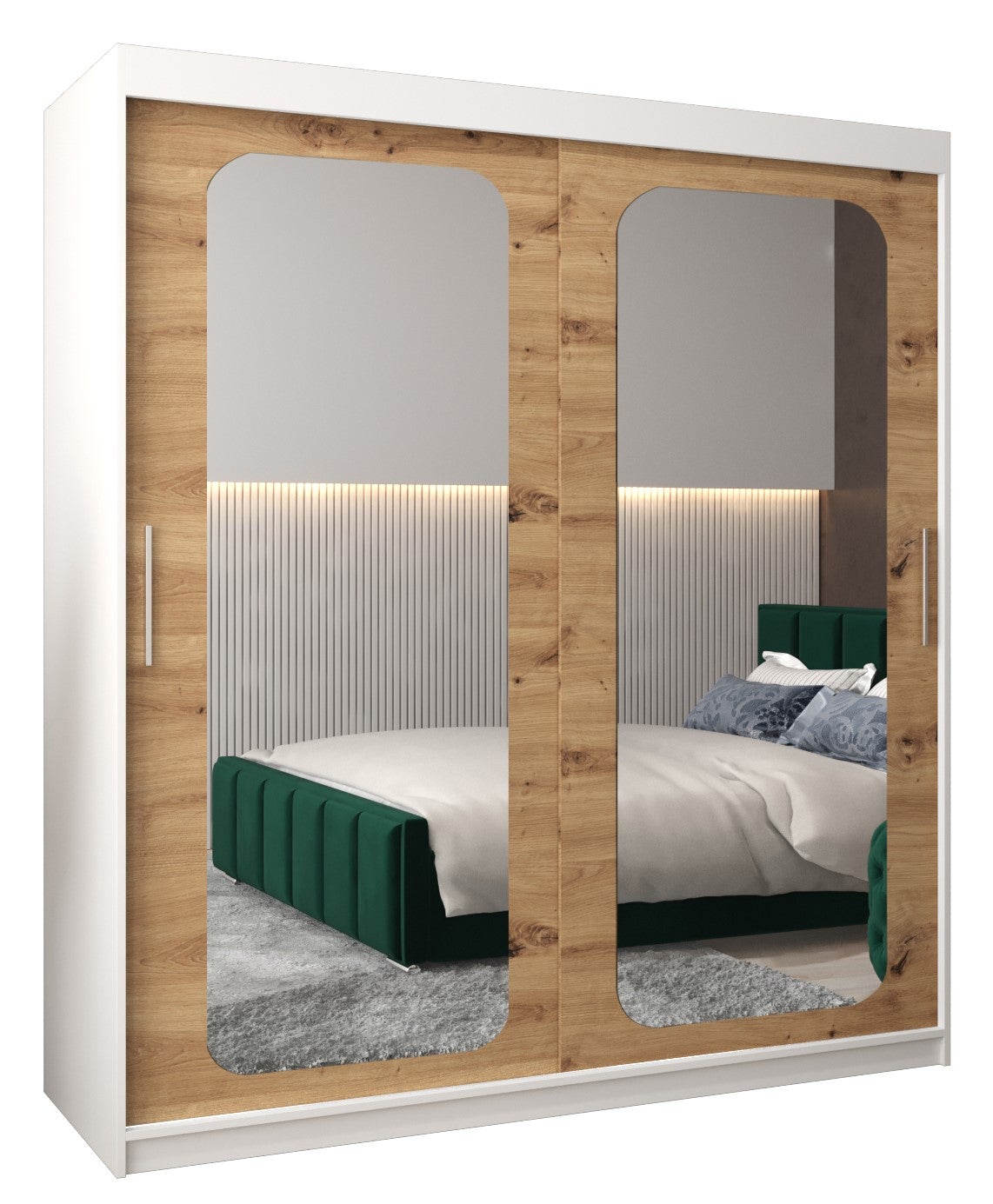 Szafa przesuwna garderoba PROMO T3 180 x 62 x 200 cm Biały + Artisan - Abiks Meble