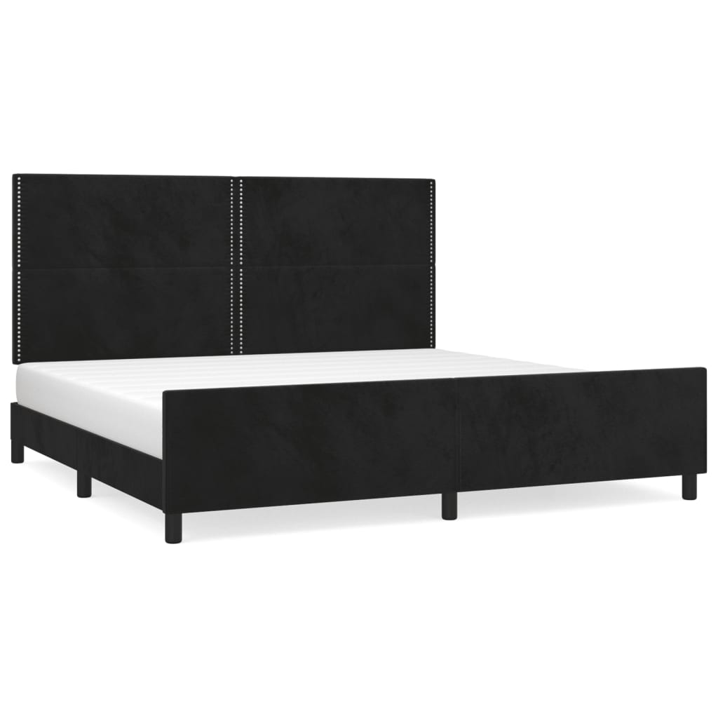 Cadre de lit sans matelas noir 200 x 200 cm en velours - 2