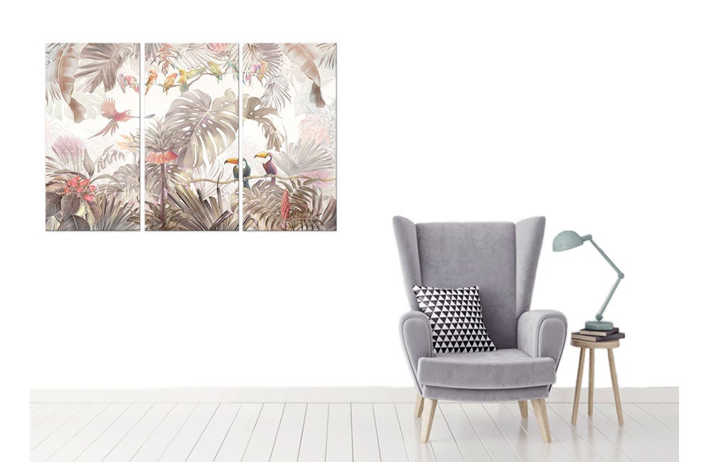 Tableau triptyque jungle jardin d'eden - 90x60 cm - 2