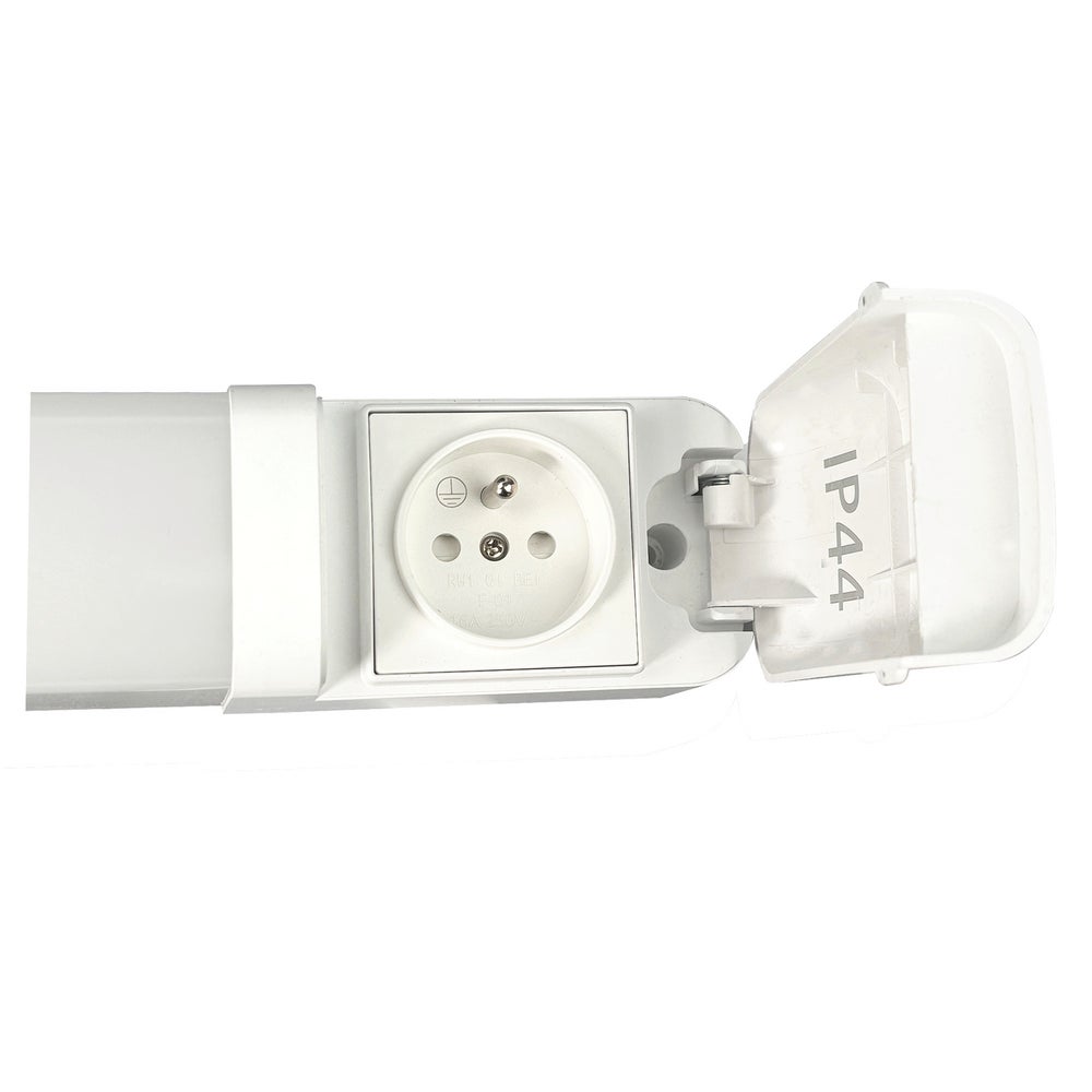 Applique miroir LED blanc + prise, 10W, 900lm, IP44, 3000 à 6500K, inter. tactile, garantie 5 ans - Tibelec - 8