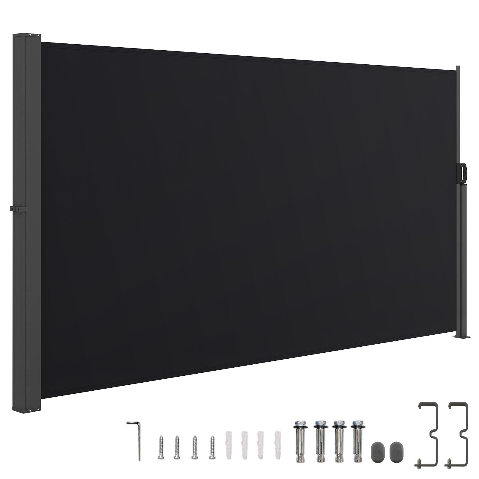 Markiza boczna 160 x 300 cm, ochrona przed wzrokiem do ogrodu, wysuwana, z aluminium, ochrona przed słońcem, roleta boczna na balkon, basen, taras