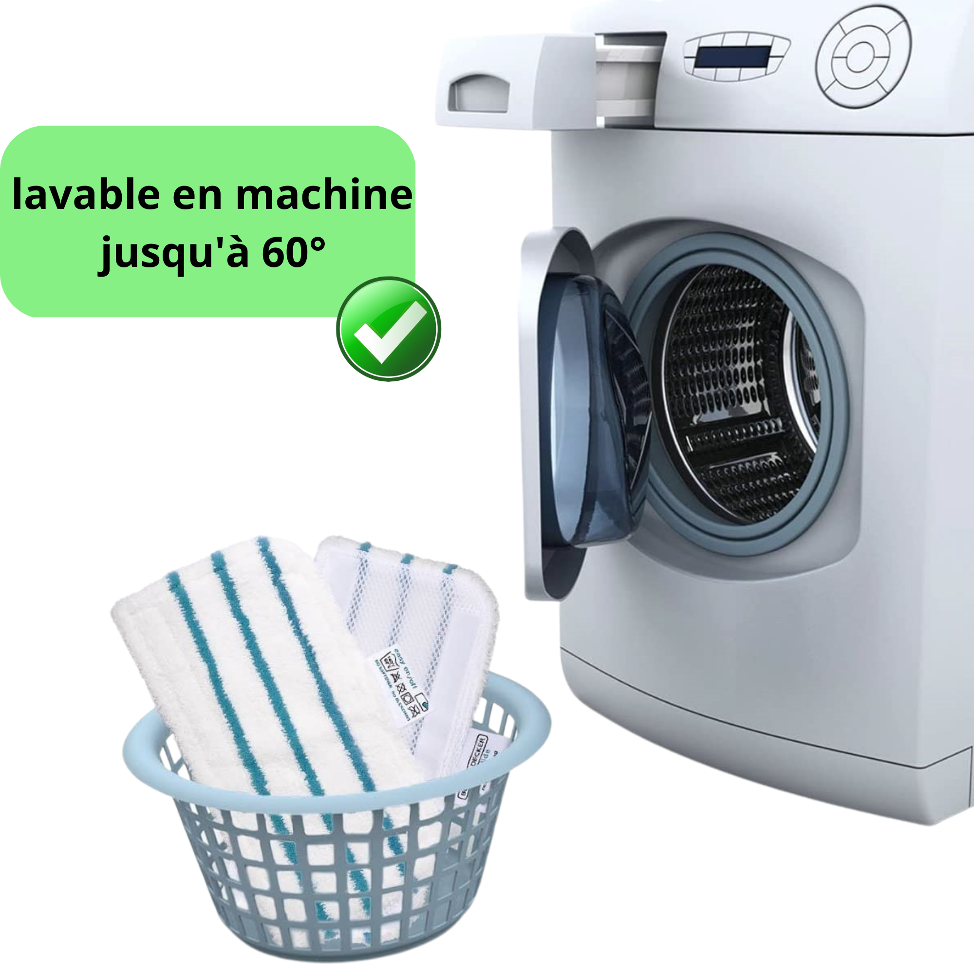 Lot 5 Lingettes Microfibre rectangle pour balai vapeur Black et Decker FSM1630,FSM1616,FSM1605,FSMH13E5,FSMH1321 FSMP20 - 5