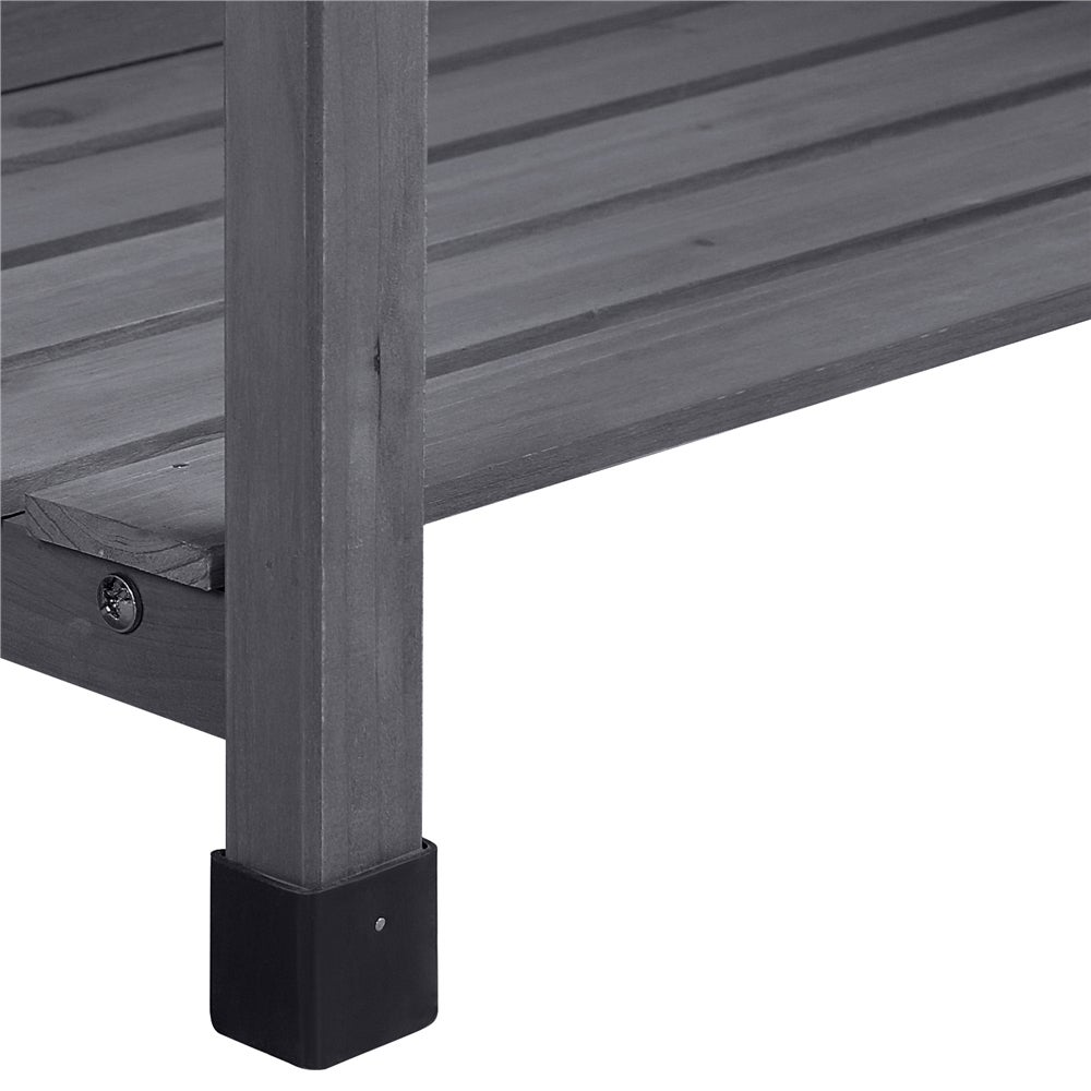 Table de Jardinage en Bois avec Évier Amovible, Tiroir, Crochets et Étagères de Rangement, Gris Yaheetech - 9