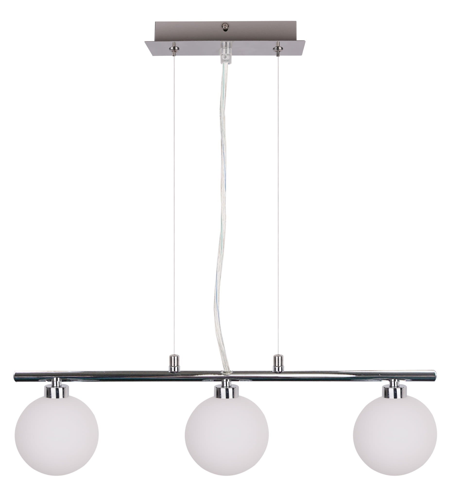 Lampa wisząca Raisa chromowana-biała 3xG9x40W wym: 95 x 55,5 x 12 cm szkło Candellux