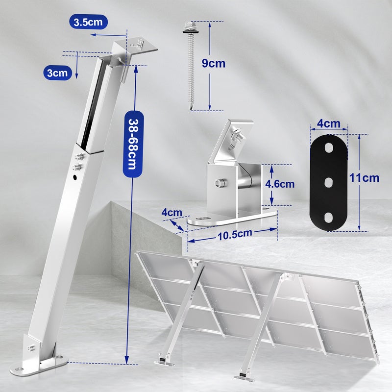 Lot de 2 supports de fixation pour centrale électrique de balcon Angle d'inclinaison 0-60° Longueur réglable - 2