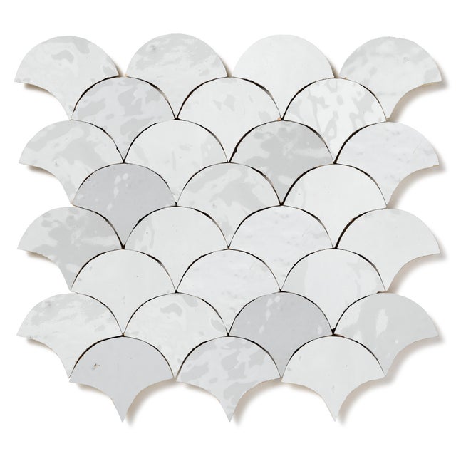 Carrelage Zellige Marocain Blanc Neige Petite Ecaille 7,8x9,8 cm (vendu par 1 m²) - RO'MA NATURE