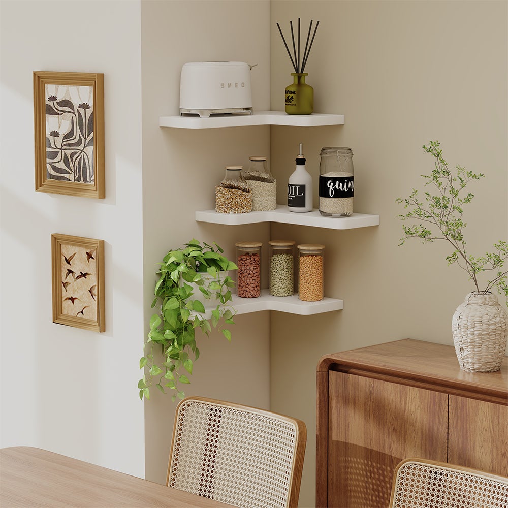 Vicco Étagère dangle Curva, Blanc, 40.5x2.5cm Lot de 3 - 3