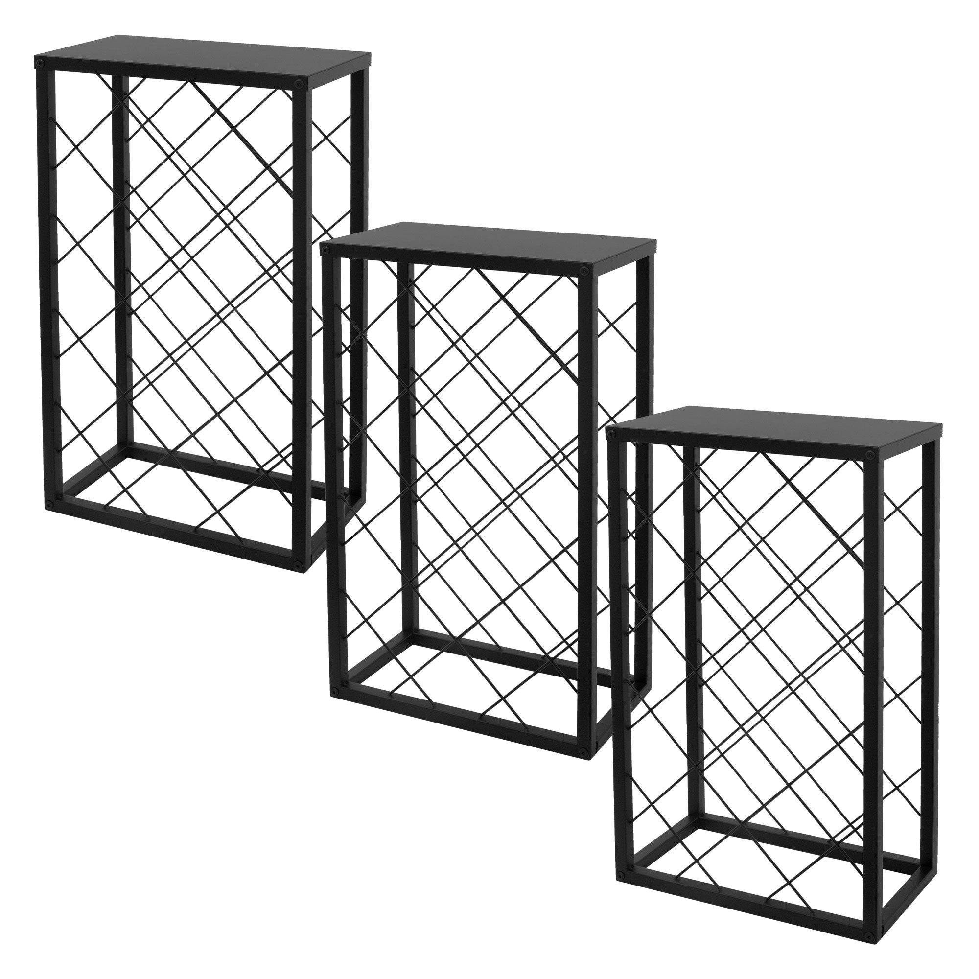 3x Casier à Vin 23 Bouteilles Porte-verres De Bar Armoire à Vin Noir 40x22x68 Cm 89534646