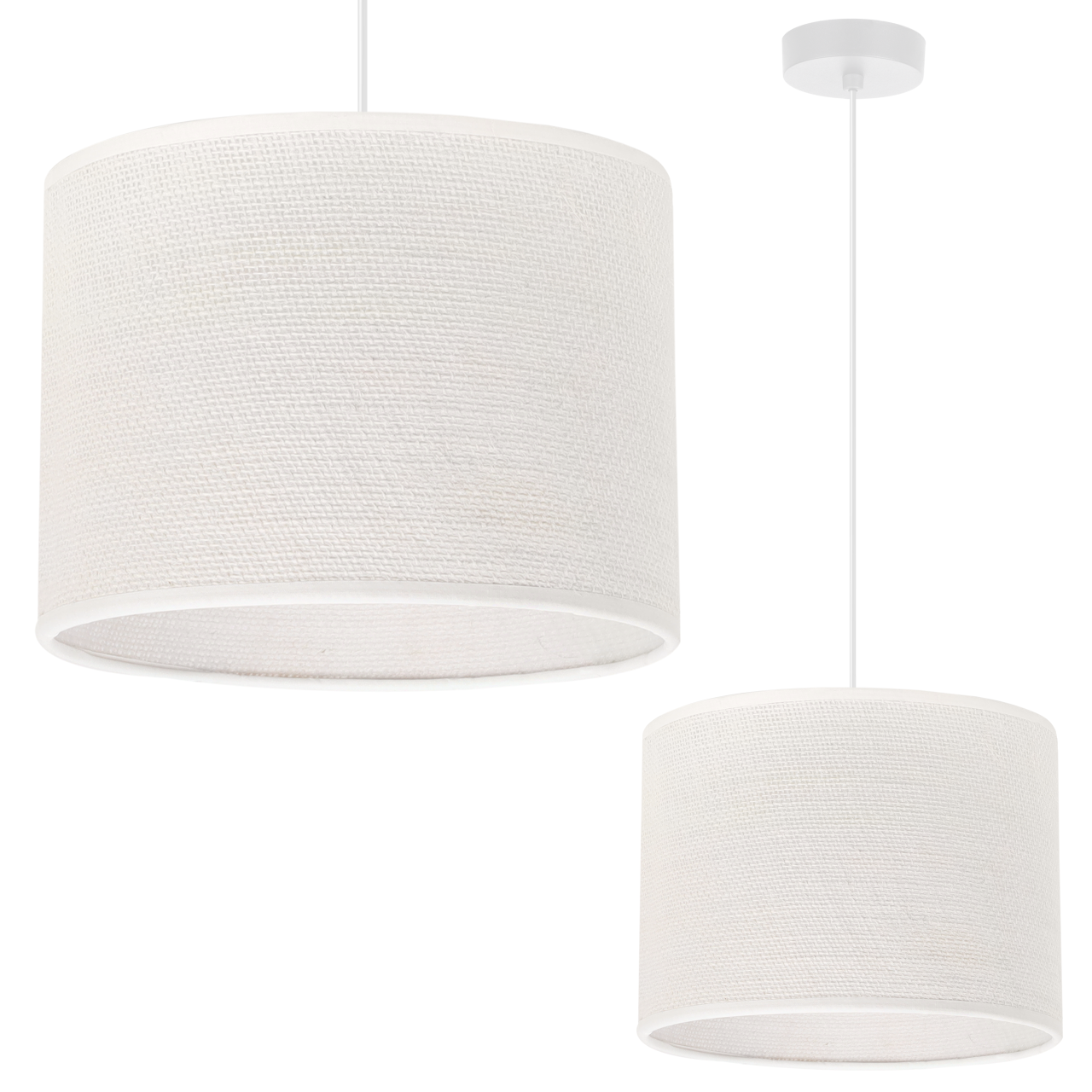 Lampa sufitowa wisząca Juta biała boho 1xE27 abażur okrągły 20cm biały Light Home LH