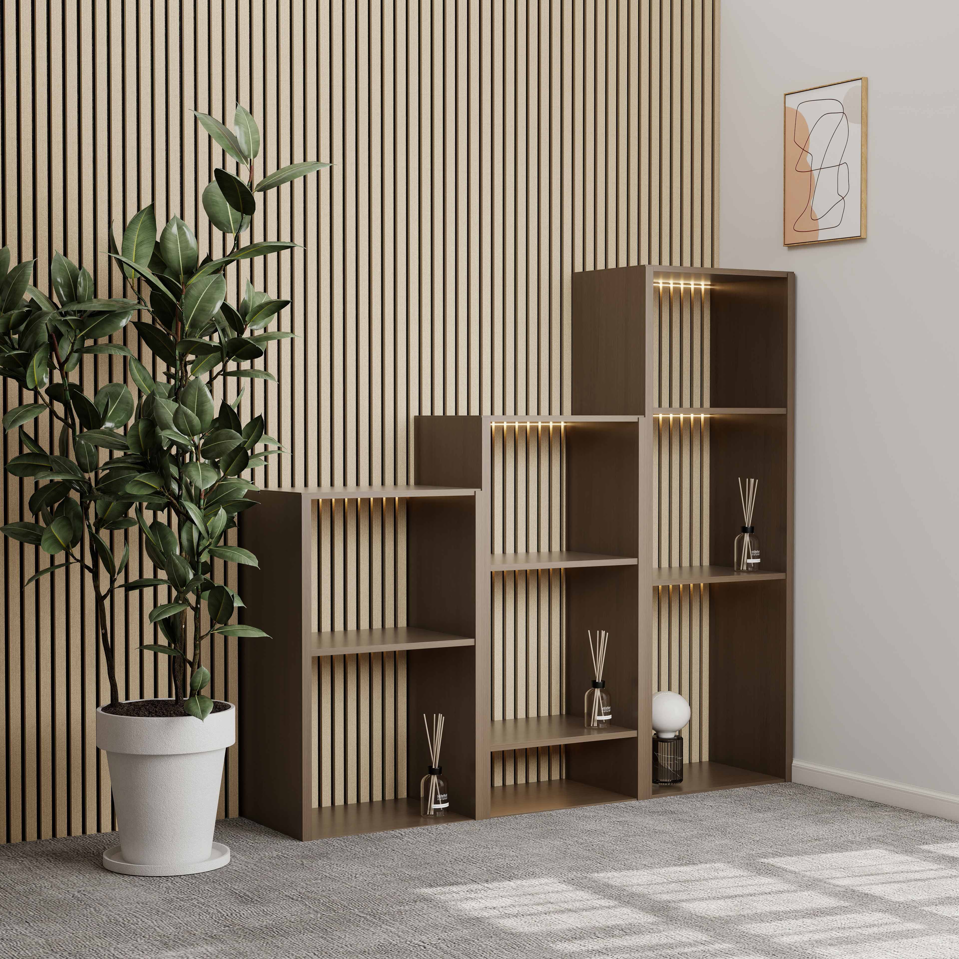 Lot de 2 panneaux muraux acoustiques décoratifs en bois MDF 120 x 60 cm, finition chêne clair, excellente isolation acoustique, installation simple - 2