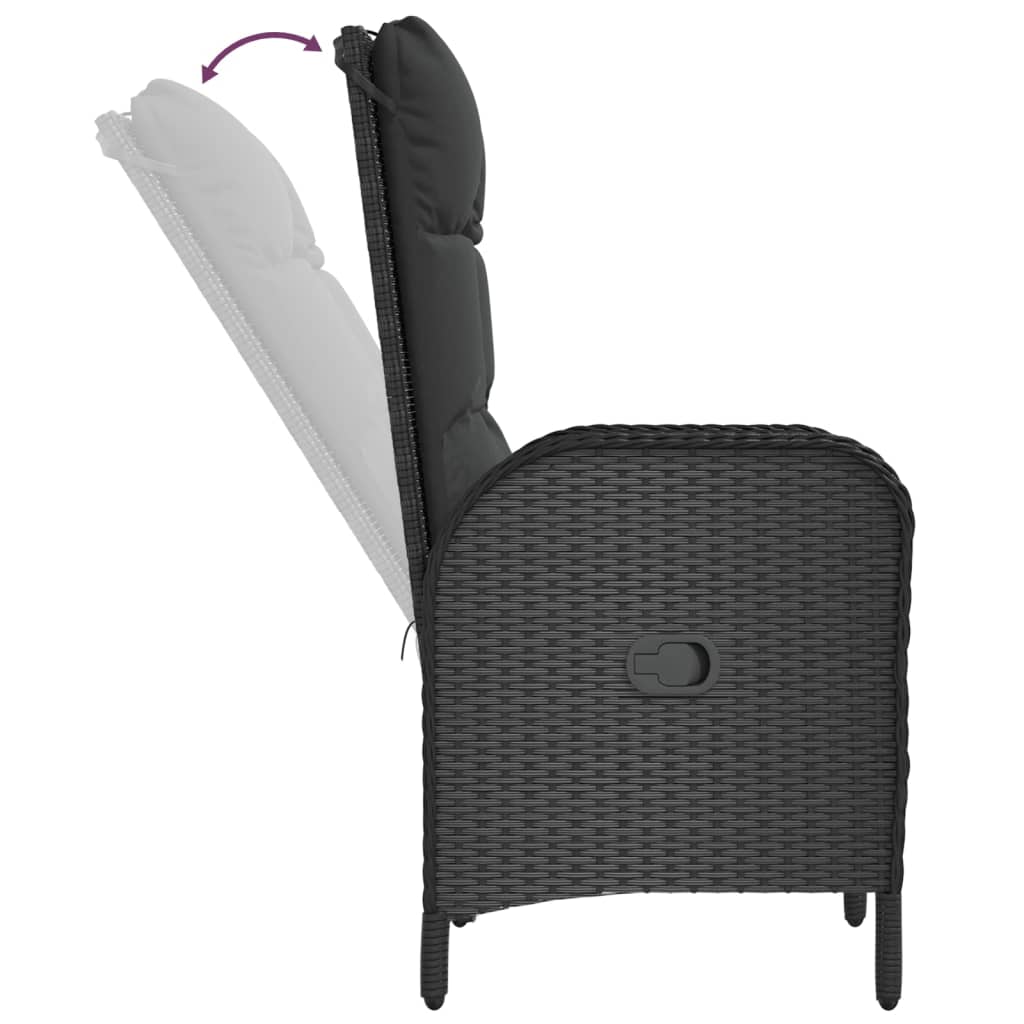 Maison Exclusive - Set da Pranzo da Giardino 7 pz Nero con Cuscini in Polyrattan - 9