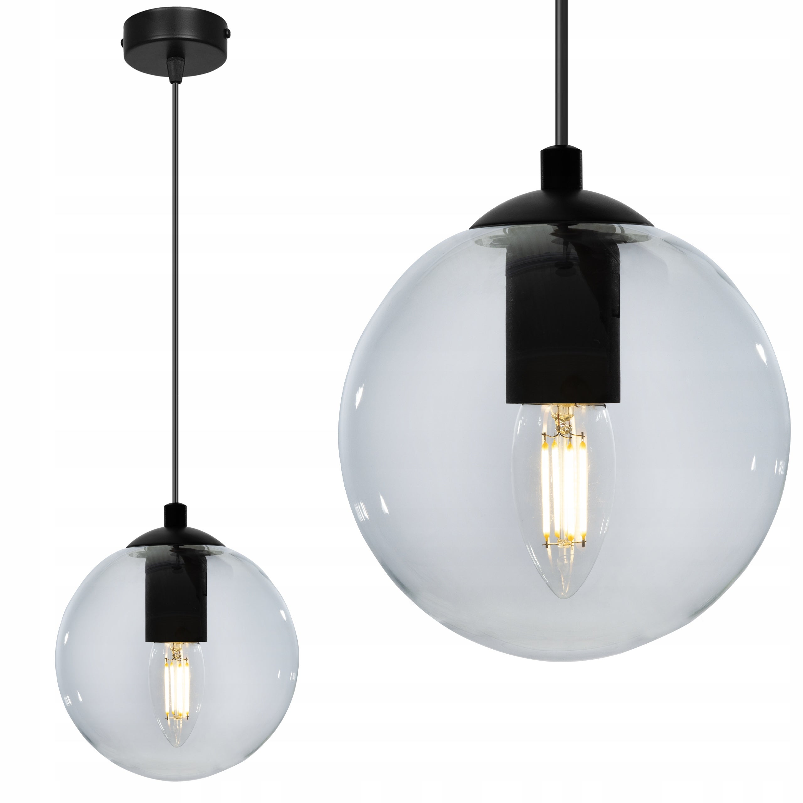Lampa sufitowa wisząca Paris boho 1xE27 abażur kula transparentna Light Home LH