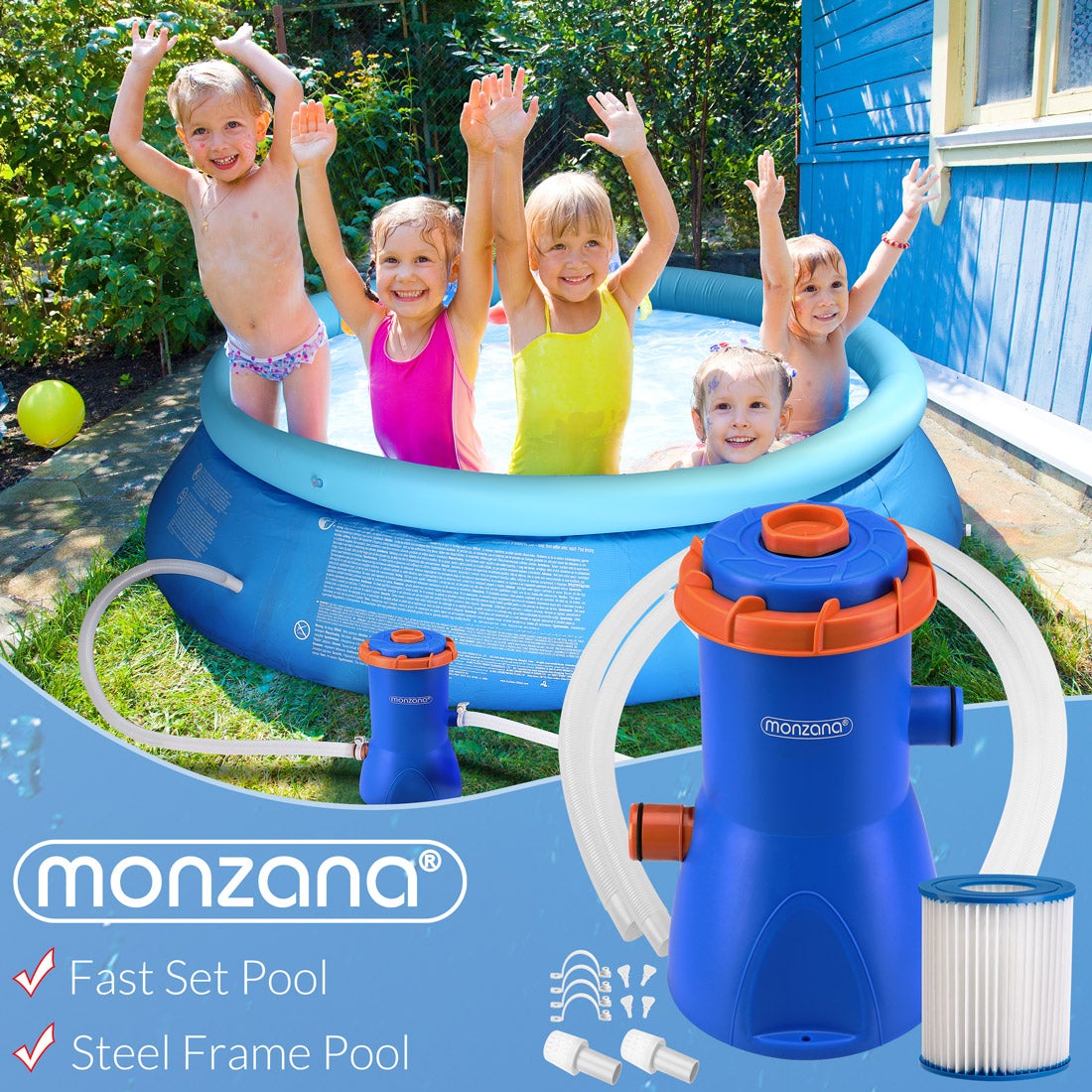 Pompa filtro per piscina MZP30 Blu/Arancione 2280L/h - 3