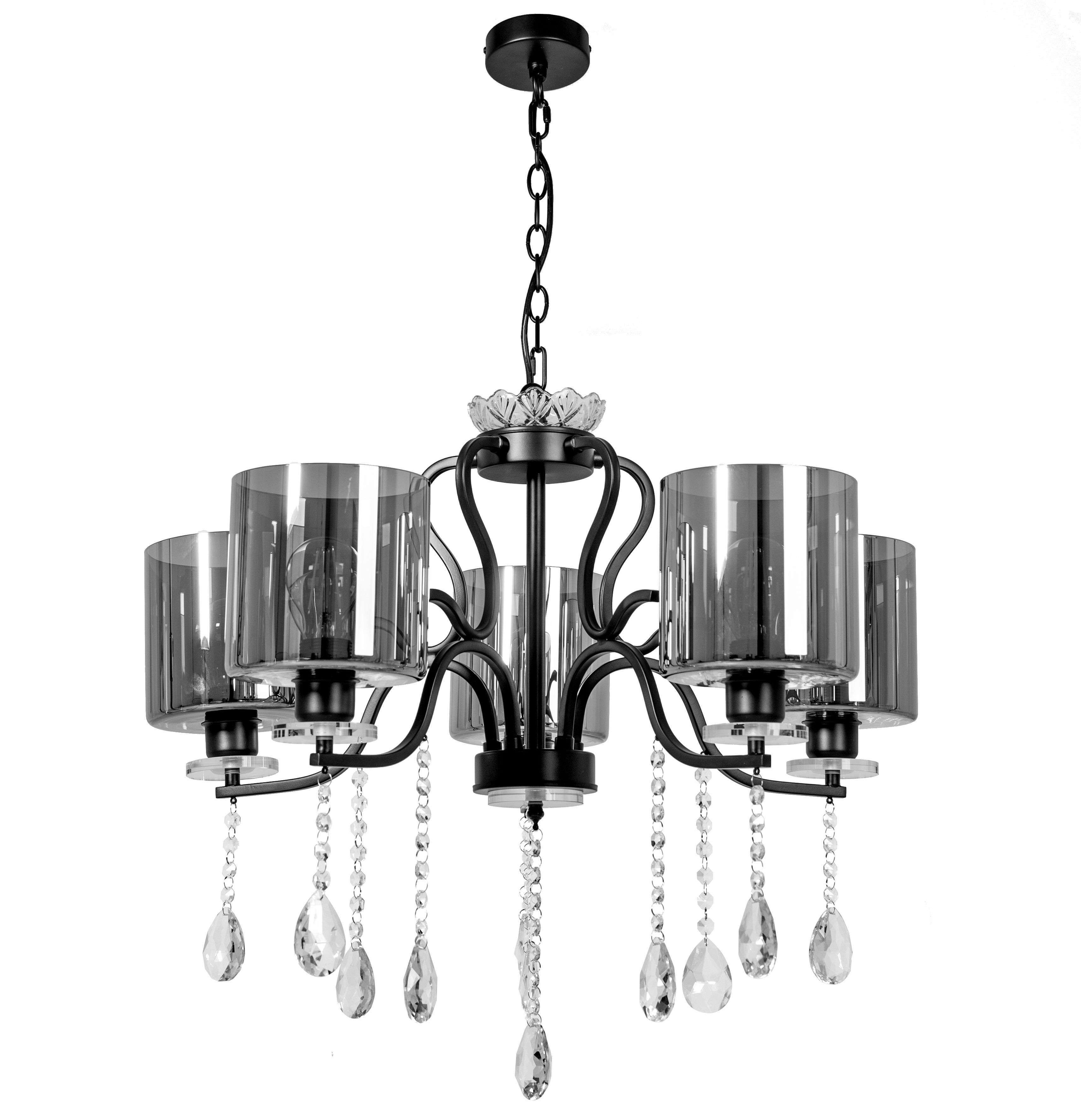 Lampa Sufitowa Wisząca Kryształowa Toolight App958-5Cp Czarny